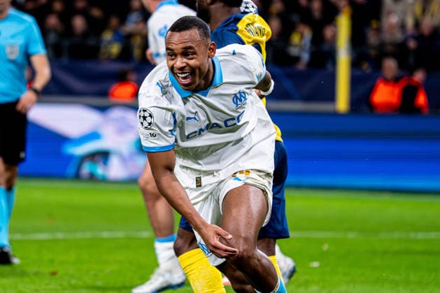 2025-12-09 R. Union Saint-Gilloise v Olympique de Marseille - UEFA Champions League 2025 26 League Phase MD6 BRUSSELS, BELGIUM - DECEMBER 9: Igor Paixao of Olympique de Marseille celebrates the first goal during the UEFA Champions League 2025 26 League Phase MD6 match between R. Union Saint-Gilloise and Olympique de Marseille at RSC Anderlecht Stadium on December 9, 2025 in Brussels, Belgium. (Photo by Gabriel Calvino Alonso BSR Agency) Brussels Belgium Content not available for redistribution in The Netherlands directly or indirectly through any third parties. Copyright: xBSRxAgencyx