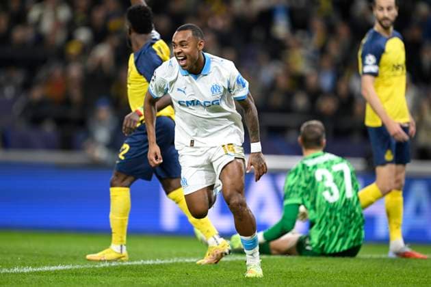 Royale Union Saint-Gilloise v Marseille - UEFA Champions League BRUSSELS, BELGIUM - DECEMBER 09 : Paixao Igor forward of OM Marseille celebrates scoring a goal during the UEFA Champions League 2025 26 League Phase MD6 match between Royale Union Saint-Gilloise and Marseille on December 9, 2025 in Brussels, Belgium, 09 12 2025 Brussels Belgium  Copyright: xNicoxVereeckenx