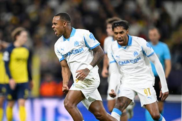 Royale Union Saint-Gilloise v Marseille - UEFA Champions League BRUSSELS, BELGIUM - DECEMBER 09 : Paixao Igor forward of OM Marseille celebrates scoring a goal during the UEFA Champions League 2025 26 League Phase MD6 match between Royale Union Saint-Gilloise and Marseille on December 9, 2025 in Brussels, Belgium, 09 12 2025 Brussels Belgium  Copyright: xNicoxVereeckenx