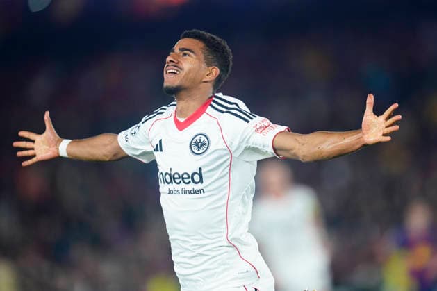 ESP: FC Barcelona, Barca v Eintracht Frankfurt. UEFA Champions League. Matchday 6. Ansgar Knauff of Eintracht Frankfurt celebrates the 0-1 during the UEFA Champions League match, between FC Barcelona and Eintracht Frankfurt, Spotify Camp Nou Stadium on December 9 2025 in Barcelona, Spain. kpng Copyright: xSergioxRuizx PS_2511209_BAR_EIN_009