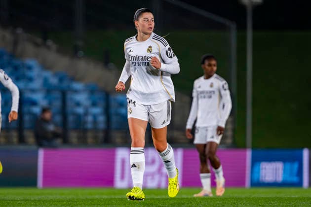 Real Madrid CF v VfL Wolfsburg - UEFA Women s Champions League 2025 26 League Phase MD5 Maria Mendez of Real Madrid CF celebrates her goal during the UEFA Women s Champions League 2025 26 league phase match between Real Madrid CF and VfL Wolfsburg at Estadio Alfredo Di Stefano on December 9, 2025 in Madrid, Spain. Valdebebas Estadio Alfredo di Stefano Madrid Spain Copyright: xAlbertoxGardinx AGardin_20251209_Foot_Fem_ReaMad_Wolf_0593