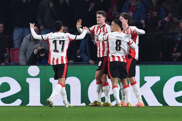 Soccer UEFA Champions League matchday 6 PSV Eindhoven Atletico Madrid on 09 12 2025 at Philips Stadion in Eindhoven Goal celebration for 1 0 by Guus Til Eindhoven xRx