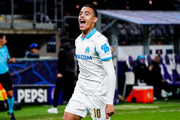 2025-12-09 R. Union Saint-Gilloise v Olympique de Marseille - UEFA Champions League 2025 26 League Phase MD6 BRUSSELS, BELGIUM - DECEMBER 9: Mason Greenwood of Olympique de Marseille celebrates the second goal during the UEFA Champions League 2025 26 League Phase MD6 match between R. Union Saint-Gilloise and Olympique de Marseille at RSC Anderlecht Stadium on December 9, 2025 in Brussels, Belgium. (Photo by Gabriel Calvino Alonso BSR Agency) Brussels Belgium Content not available for redistribution in The Netherlands directly or indirectly through any third parties. Copyright: xBSRxAgencyx