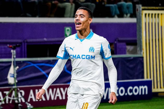 2025-12-09 R. Union Saint-Gilloise v Olympique de Marseille - UEFA Champions League 2025 26 League Phase MD6 BRUSSELS, BELGIUM - DECEMBER 9: Mason Greenwood of Olympique de Marseille celebrates the second goal during the UEFA Champions League 2025 26 League Phase MD6 match between R. Union Saint-Gilloise and Olympique de Marseille at RSC Anderlecht Stadium on December 9, 2025 in Brussels, Belgium. (Photo by Gabriel Calvino Alonso BSR Agency) Brussels Belgium Content not available for redistribution in The Netherlands directly or indirectly through any third parties. Copyright: xBSRxAgencyx