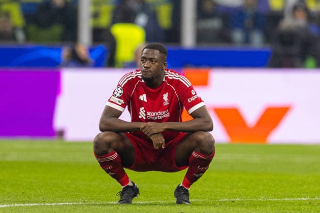 Football - UEFA Champions League - League Phase - Internazionale Milano v Liverpool FC MILAN, ITALY - Tuesday, December 9, 2025: Liverpool s Ibrahima KonatÃ reacts to VAR disallowing his goal for handball by Hugo Ekitike during the UEFA Champions League game between Internazionale Milano and Liverpool FC at the Stadio San Siro. (Photo by David Rawcliffe Propaganda) ITALY Stadio San Siro LOMBARDY ITALY  Copyright: xDavidxRawcliffex P2025-12-09-Inter_Liverpool-33