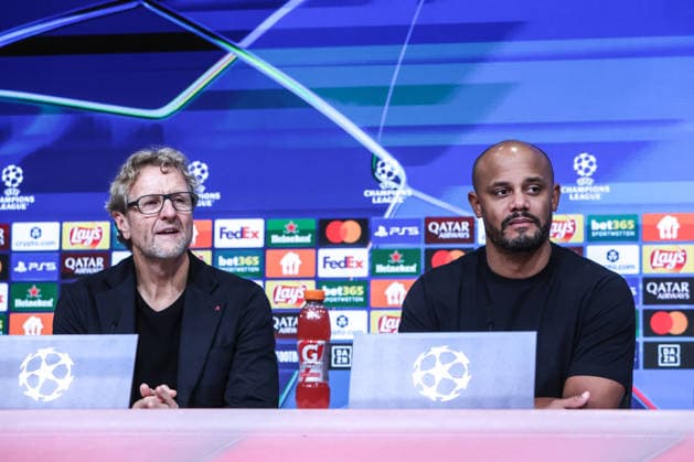 Sport, Football, UEFA Champions League Season 2025 2026 League Phase 6 Matchday FC Bayern Munich Sporting Clube de Portugal 09 12 2025, Allianz Arena Dieter Nickels Press Spokesman FC Bayern Munich Vincent Kompany Coach, FC Bayern Munich Press Conference Munich Allianz Arena Bayern Germany