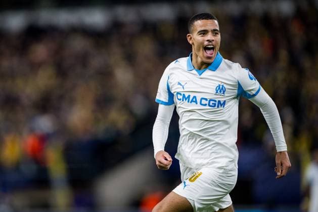 Marseille s Mason Greenwood celebrates after scoring during a soccer game between Belgian Royale Union Saint-Gilloise and French Olympique de Marseille, on Tuesday 09 December 2025 in Brussels, on the sixth day of the League phase of the UEFA Champions League tournament. JASPERxJACOBS  x147752957x