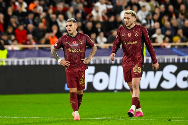 FOOTBALL : AS Monaco VS Galatasaray SK - UEFA Champions League - 09 12 2025 Lucas Torreira (Galatasaray SK) BarÄ±Åü Alper YÄ±lmaz (Galatasaray SK) - UEFA Champions League match between AS Monaco and Galatasaray SK on December 9, 2025 at the Louis II Stadium in Monaco. MonacoMonaco  Copyright: xWilliamxCannarellax