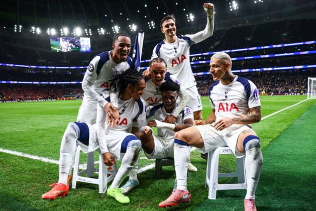 London, England, 9th December 2025. Mohammed Kudus of Tottenham celebrates his goal to make it 2-0 during the Tottenham Hotspur vs Slavia Prague UEFA Champions League match at the Tottenham Hotspur Stadium, London. Picture credit should read: David Klein Sportimage EDITORIAL USE ONLY. No use with unauthorised audio, video, data, fixture lists, club league logos or live services. Online in-match use limited to 120 images, no video emulation. No use in betting, games or single club league player publications. SPI_037_DK_TOT_SLA SPI-4359-0039