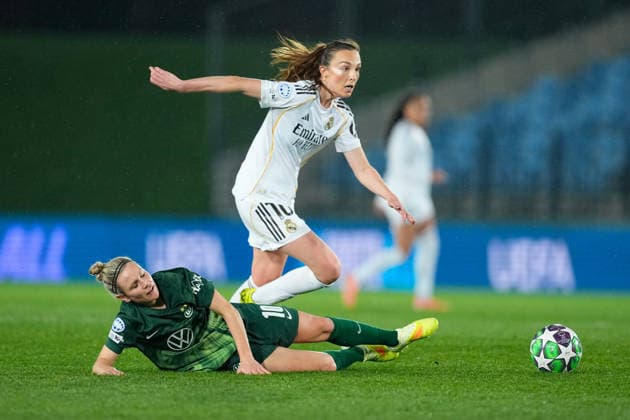 December 9, 2025, Valdebebas, Madrid, Spain: Svenja Huth of Wolfsburg reacts during the UEFA WomenÃ¢â‚¬â ¢s Champions League 2025 26 League Phase MD5, football match played between Real Madrid CF and VfL Wolfsburg at Alfredo Di Stefano stadium on December 09, 2025, in Valdebebas, Madrid, Spain. Valdebebas Spain - ZUMAa181 20251209_zaa_a181_135 Copyright: xOscarxJ.xBarrosox