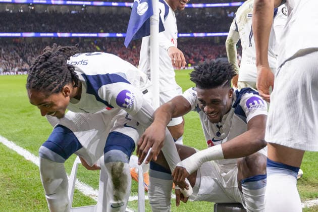 Tottenham Hotspur v Slavia Prague, UEFA Champions League, Football, Tottenham HotspurStadium, London, UK - 09 Dec 2025 Mohammed Kudos of Tottenham Hotspur (20) celebrates after he scores from the spot London Tottenham Hotspur Stadium Tottenham GBR, UK NEWSPAPERS OUT Copyright: xEllixBirchx