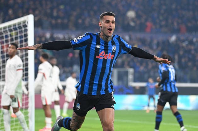 Gianluca Scamacca (Atalanta Bc) celebrating his goal during Atalanta BC vs Chelsea FC, UEFA Champions League football match in Bergamo, Italy, December 09 2025  Copyright: xGianlucaxRicci IPAxSportx xipa-agency.netx xx IPA_68963961 IPA_Agency_IPA68963961