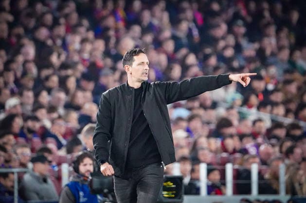Football UEFA Champions League 2025 26, Matchday 6 FC Barcelona vs Eintracht Frankfurt Camp Nou Barcelona Dino Toppmöller Dino Toppmoller Coach, Eintracht Frankfurt Barcelona Province Barcelona Spain Copyright: xJOERANxSTEINSIEKx