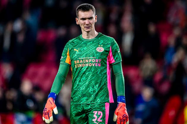 PSV Eindhoven Goalkeeper Matej Kovar, during the match PSV Eindhoven vs Atletico de Madrid at the Philips stadium for the Champions League League phase Matchday 6 season 2025 2026 in EINDHOVEN, Netherlands on 9 December 2025, photo by Stefan Koops EYE4images DeFodi Images