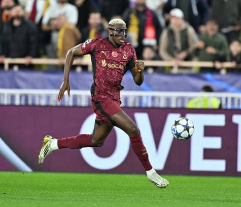 Monaco v Galatasaray - UEFA Champions League MONACO, MONACO - DECEMBER 09: Victor Osimhen of Galatasay, in action during the UEFA Champions League group stage week 6 match between AS Monaco and Galatasaray at Stade Louis II in Monaco, Monaco on December 09, 2025. Mustafa Yalcin Anadolu Monaco Monaco. Editorial use only. Please get in touch for any other usage.  Copyright: x2025xAnadoluxMustafaxYalcinx