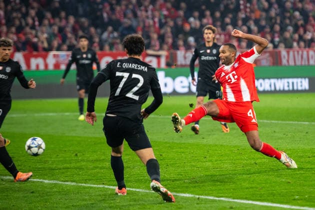 Bayern Munich v Sporting CP - UEFA Champions League MUNICH, GERMANY - DECEMBER 9: Munich’s Jonathan Tah scores his team’s third goal during a UEFA Champions League League Phase MD6 match against Sporting Clube de Portugal at Football Arena Munich in Munich, Germany, on December 9, 2025. Hesham Elsherif Anadolu Munich Germany. Editorial use only. Please get in touch for any other usage.  Copyright: x2025xAnadoluxHeshamxElsherifx
