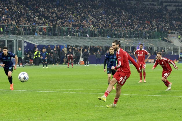 DOMINIK SZOBOSZLAI, Liverpool, Champions League, 2025-26, Inter vs Liverpool 0-1, 09-12-2025, Gol, Goal, Rigore, Penalty CHAMPIONS LEAGUE 2025-26 INTER-LIVERPOOL 0-1