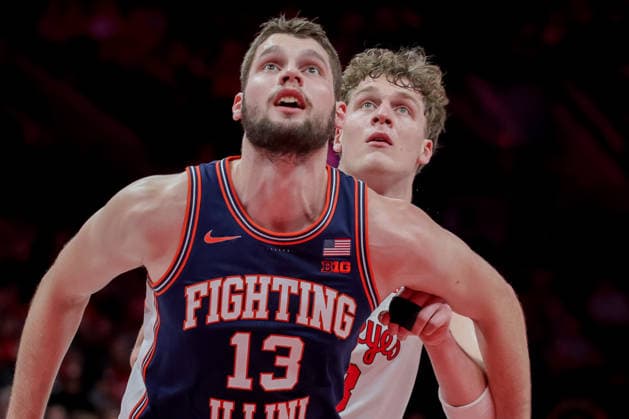 December 9, 2025, Columbus, Ohio, U.S: Illinois Fighting Illini center Tomislav Ivisic (13) boxes Ohio State Buckeyes center Christoph Tilly (13) out for a rebound during the game between the Illinois Fighting Illini and the Ohio State Buckeyes at Value City Arena, Columbus, Ohio. Columbus U.S - ZUMAs304 20251209_zaf_s304_035 Copyright: xScottxStuartx