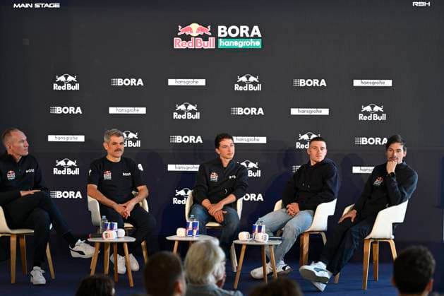 Media day of Red Bull-BORA-hansgrohe BINISSALEM, SPAIN - DECEMBER 10 : Evenepoel Remco (BEL) of Red Bull BORA - Hansgrohe, Lipowitz Florian (GER) of Red Bull BORA - Hansgrohe, Roglic Primoz (SLO) of Red Bull BORA - Hansgrohe pictured during the media day of the Red Bull-BORA-hansgrohe cycling team at Central Studios Mallorca on December 10, 2025 in Binissalem, Spain, 10 12 2025 Binissalem Spain  Copyright: xJanxDexMeuleneirx