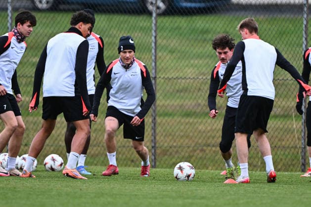 Training session of Brann ahead of Fenerbahce v Brann - UEFA Europe League BERGEN, NORWAY - DECEMBER 10: Players of Brann attend a training session ahead of the UEFA Europa League Week 6 match against Brann at the Nymark Facilities in Bergen, Norway on December 10, 2025. Oguz Yeter Anadolu Bergen Norway. Editorial use only. Please get in touch for any other usage.  Copyright: x2025xAnadoluxOguzxYeterx