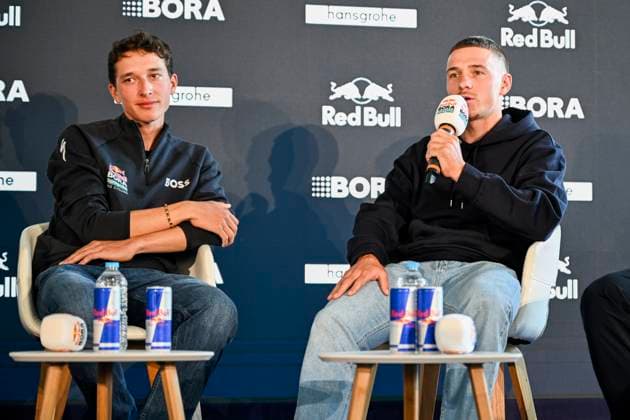 Media day of Red Bull-BORA-hansgrohe BINISSALEM, SPAIN - DECEMBER 10 : Evenepoel Remco (BEL) of Red Bull BORA - Hansgrohe, Lipowitz Florian (GER) of Red Bull BORA - Hansgrohe, pictured during the media day of the Red Bull-BORA-hansgrohe cycling team at Central Studios Mallorca on December 10, 2025 in Binissalem, Spain, 10 12 2025 Binissalem Spain  Copyright: xJanxDexMeuleneirx