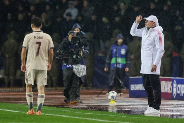 BAKU , 10-12-2025 , Tofiq Bahramov Stadion , Season 2025 2026 , UEFA Champions League football , match between FK Qarabag and Ajax Amsterdam , picture shows Ajax coach Fred Grim Qarabag - Ajax  x200103054x Copyright: