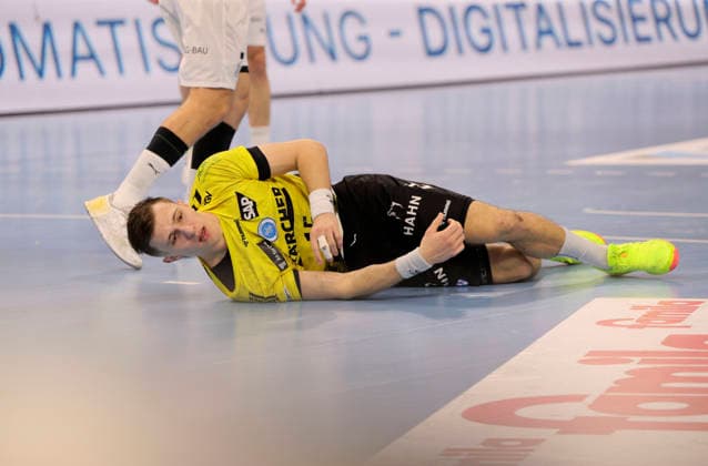 Photo Loser on the ground Simone MENGON Stuttgart Handball Men 1 Bundesliga on Wed 10 12 2025 THW Kiel TVB Stuttgart