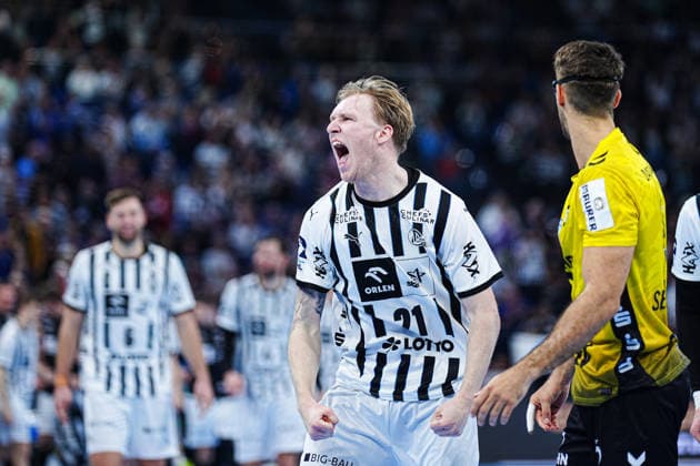 Goal celebration Eric Johansson THW Kiel, 21 GER, THW Kiel vs TVB Stuttgart, Handball, 1 Bundesliga, Matchday 16, Season 2025 2026, 10 12 2025 GER, THW Kiel vs TVB Stuttgart, Handball, 1 Bundesliga, Matchday 16, Season 2025 2026, 10 12 2025 Kiel Copyright: xEibner-Pressefoto MarcelxvonxFehrnx EP_MFN