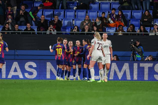 FC Barcelona, Barca team celebrating a goal during the match between FC Barcelona Womens team and SL Benfica Womens team, valid for Womens Champions League 2025 2026 at Estadi Johan Cruyff on 10 December 2025. Barcelona Estadi Johan Cruyff Barcelona Portugal Copyright: xIMAGOx xPRIMExSPORTSxIMAGESx xFILIPExOLIVEIRAx