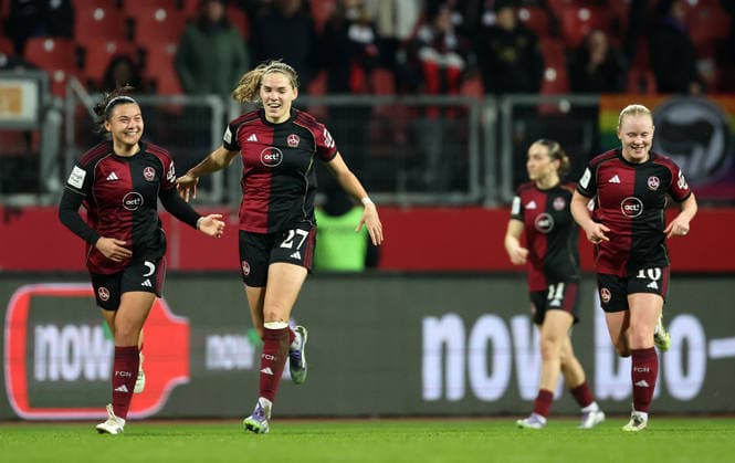 Fördös Beatrix Torjubel 2-0 , 1.FC Nürnberg-Eintracht Frankfurt , Google Pixel Frauen-Bundesliga , Fußball , in den Max Morlock Stadion, in Nürnberg , Bayern, Deutschland. Dezember 10, 2025 . Photo by: Davide Elias IPA Photo Pressefoto DENL Copyright: xDavidexEliasx