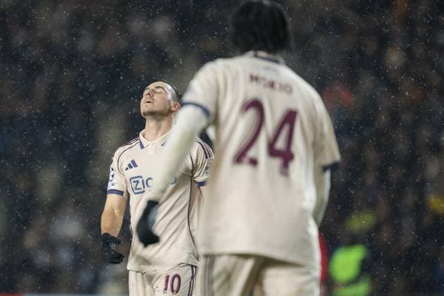 BAKU , 10-12-2025 , Tofiq Bahramov Stadion , Season 2025 2026 , UEFA Champions League football , match between FK Qarabag and Ajax Amsterdam , picture shows Ajax player Oscar Gloukh Qarabag - Ajax  x200104266x Copyright: