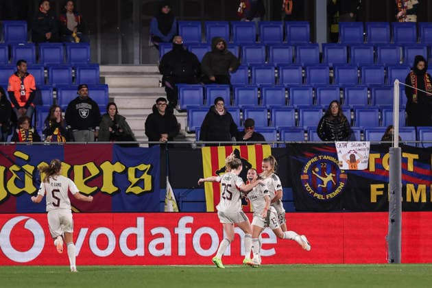 December 10, 2025, Sant Joan Despi, Barcelona, Spain: Lucia Alves of Benfica celebrates a goal with teammates during the UEFA WomenÃ¢â‚¬â ¢s Champions League 2025 26 League Phase MD5, football match played between FC Barcelona, Barca and SL Benfica at Johan Cruyff Stadium on December 10, 2025 in Sant Joan Despi, Spain. Sant Joan Despi Spain - ZUMAa181 20251210_zaa_a181_055 Copyright: xJavierxBorregox