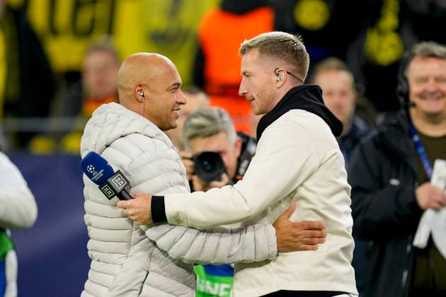 Dede and Marco reus looks on during the UEFA Champions League 2025 26 League Phase MD6 match between Borussia Dortmund and FK Bodo Glimt at BVB Stadion Dortmund on December 10, 2025 in Dortmund, Germany Photo by Alex Gottschalk DeFodi Images