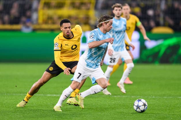 251210 Patrick Berg of Bodo Glimt during the UEFA Champions League football match between Borussia Dortmund and Bodo Glimt on December 10, 2025 in Dortmund Photo Marius Simensen BILDBYRAN COP 238 MM0052 bbeng football fotball soccer uefa champions league mesterligaen bodo glimt borussia dortmund  Copyright: MARIUSxSIMENSEN BB251210BB967
