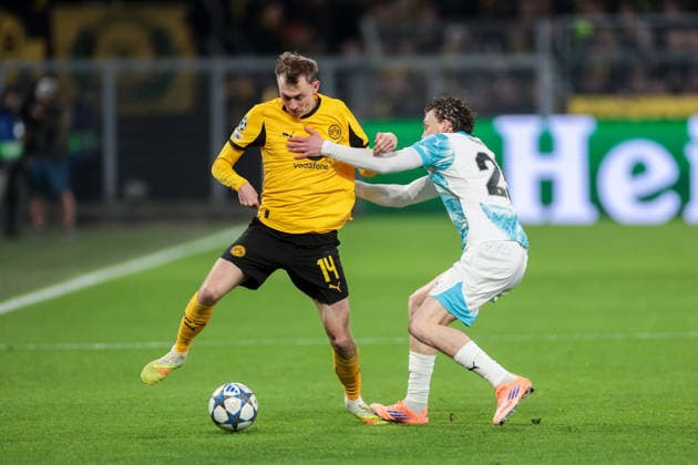 10 12 2025, Football, Season 2025 2026, UEFA Champions League, Matchday 6, Borussia Dortmund FK Bodo Glimt, f l Maximilian Beier Borussia Dortmund , Isak Dybvik Määtaä FK Bodo Glimt , Dortmund Signal Iduna Park NRW Germany xRHR PHOTO DEx Copyright: DennisxEwert RHR-FOTOx RHR-FOTO DE