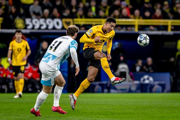 Borussia Dortmund forwarder Jobe Bellingham, during the match Borussia Dortmund vs FK Bodo Glimt at the BVB Stadion Dortmund for the Champions League League phase Matchday 6 season 2025 2026 in DORTMUND, Germany on 10 December 2025, photo by Stefan Koops EYE4images DeFodi Images