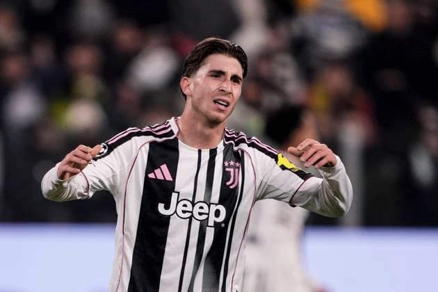 Juventus™s Fabio Miretti react during the Uefa Champions League soccer match, between Juventus and Pafos at the Allianz Stadium in Turin, League phase Matchday 6, north west Italy - December 10, 2025. - Soccer  Copyright: xFabioxFerrari LaPressex