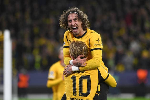 Julian Brandt Borussia Dortmund and Fabio Silva Borussia Dortmund celebrates after scoring his team?s first goal during the UEFA Champions League 2025 26, matchday 6 league phase match between Borussia Dortmund and FK Bodo Glimt, BVB Stadion on December 10, 2025 in Dortmund, Germany, Germany Photo by Ralf Treese DeFodi Images Julian Brandt Borussia Dortmund and Fabio Silva Borussia Dortmund celebrates after scoring his team?s first goal during the UEFA Champions League 2025 26 League Phase MD6 match between Borussia Dortmund and FK Bodo Glimt at BVB Stadion Dortmund on December 10, 2025 in Dortmund, Germany Photo by Ralf Treese DeFodi Images