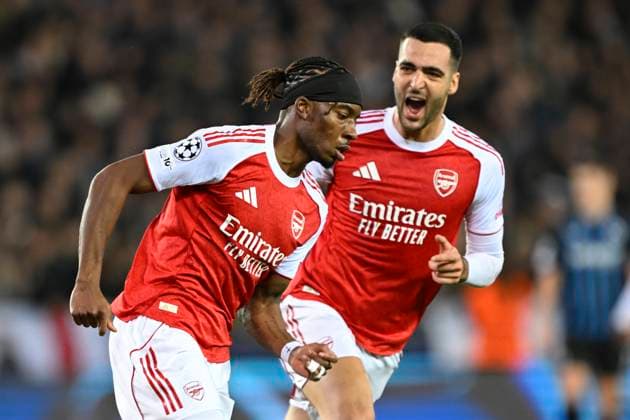 Club Brugge v Arsenal - UEFA Champions League BRUGGE, BELGIUM - DECEMBER 10 : Madueke Noni midfielder of Arsenal celebrates scoring a goal during the UEFA Champions League 2025 26 League Phase MD6 match between Club Brugge and Arsenal on December 10, 2025 in Brugge, Belgium, 10 12 2025 Brugge Belgium  Copyright: xNicoxVereeckenx