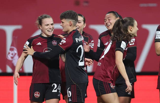 Lein Nastassja Torjubel 5-2 . 1.FC Nürnberg-Eintracht Frankfurt , Google Pixel Frauen-Bundesliga , Fußball , in den Max Morlock Stadion, in Nürnberg , Bayern, Deutschland. Dezember 10, 2025 . Photo by: Davide Elias IPA Photo Pressefoto DENL Copyright: xDavidexEliasx