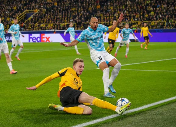 Football UEFA Champions League 2025 26, 6 Matchday league phase Borussia Dortmund vs FK Bodo Glimt Bodo Glimt Signal Iduna Park Stadion Dortmund Maximilian Beier Borussia Dortmund, 14 Haitam Aleesami FK Bodo Glimt, 5 Dortmund Copyright: xAymanxAlahmedx