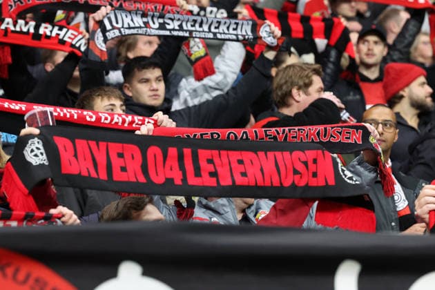 10 12 2025, xrekx, Football UEFA Champions League, Bayer 04 Leverkusen Newcastle United v l Leverkusen Fans ,Atmosphere, Scarves, Shirt, Flag, Banner, Ultras, Spectators, Visitors, Choreo, Choreography, atmosphere, spectators, Visitors DFL DFB REGULATIONS PROHIBIT ANY USE OF PHOTOGRAPHS as IMAGE SEQUENCES and or QUASI VIDEO Leverkusen