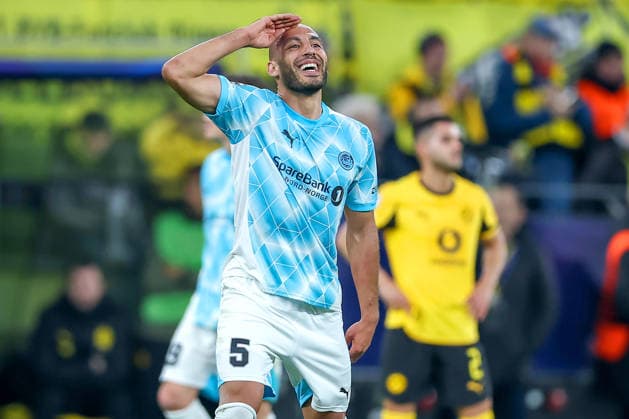 10 12 2025, Football, UEFA Champions League, Borussia Dortmund FK Bodö Glimt, BVB Stadion, Matchday 5, Season 2025 2026 Goal celebration after the goal to 1 1 by scorer Haitam Aleesami Bodo Glimt 05 Regulations prohibit any use of photographs as image sequences and or quasi video North Rhine-Westphalia Germany