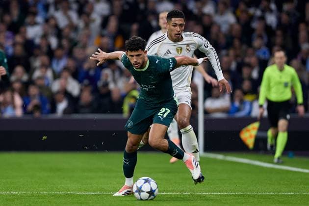 Jude Bellingham of Real Madrid CF and Matheus Nunes of Manchester City FC Real Madrid v Manchester City, UEFA Champions League, Football, Estadio Santiago Bernabeu, Madrid, Spain - 10 Dec 2025Madrid Estadio Santiago Bernabu Spain EDITORIAL USE ONLY No use with unauthorised audio, video, data, fixture lists, club league logos or live services. Online in-match use limited to 120 images, no video emulation. No use in betting, games or single club league player publications. Copyright: xRubenxAlbarran Shutterstockx 16073023aa