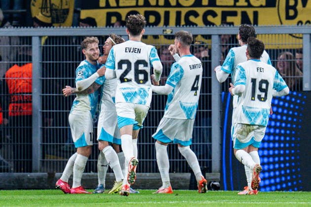10 12 2025, Borussia Dortmund vs FK Bodo Glimt, UEFA Champions League, Matchday 6 Goal for 1 1 by Haitam Aleesami FK Bodo Glimt 5 Regulations prohibit any use of photographs as image sequences and or quasi video Copyright: xBahhoxKarax