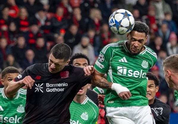 Leverkusen, BayArena, 10 12 25, GER, Men, UEFA Champions League, Season 2025 2026, Bayer 04 Leverkusen Newcastle United Image Header from JOELINTON Newcastle United, 7 UEFA regulations prohibit any use of photographs as image sequences and or quasi video Copyright: HMBxMedia xMarcoxBader