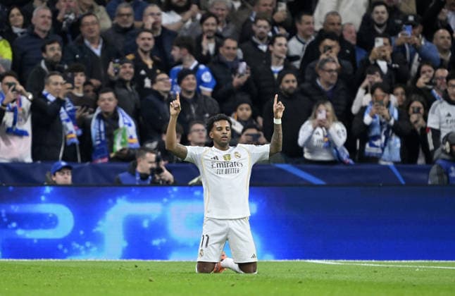 Real Madrid v Manchester City - UEFA Champions League MADRID, SPAIN - DECEMBER 10: Real Madrid’s Rodrygo Goes celebrates after scoring during the UEFA Champions League Matchday 6 game against Manchester City at Bernabeu Stadium in Madrid, Spain, on December 10, 2025. Burak Akbulut Anadolu Madrid Spain. Editorial use only. Please get in touch for any other usage.  Copyright: x2025xAnadoluxBurakxAkbulutx
