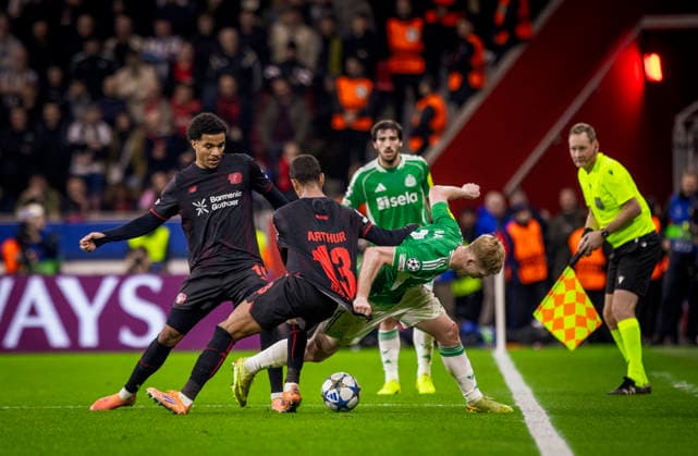 Leverkusen, Germany 10th Dec 2025 Malik Tillman Leverkusen Arthur Leverkusen Lewis Hall New Bayer Leverkusen Newcastle United 10 12 2025