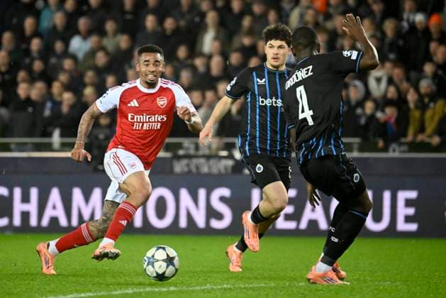 Club Brugge v Arsenal - UEFA Champions League BRUGGE, BELGIUM - DECEMBER 10 : Ordonez Joel defender of Club Brugge and Jesus Gabriel forward of Arsenal during the UEFA Champions League 2025 26 League Phase MD6 match between Club Brugge and Arsenal on December 10, 2025 in Brugge, Belgium, 10 12 2025 Brugge Belgium  Copyright: xPeterxDexVoechtx