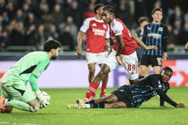 Club s Mamadou Diakhon pictured in action during a soccer game between Belgian soccer team Club Brugge KV and English Arsenal F.C, on Wednesday 10 December 2025 in Brugge, on day 6 (out of 8) of the League phase of the UEFA Champions League tournament. BRUNOxFAHY  x148036906x